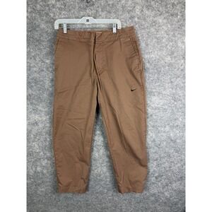 Nike Chino Pants Mens 32 Unlined Sportswear Spellout Woven Khaki Unlined Cropped